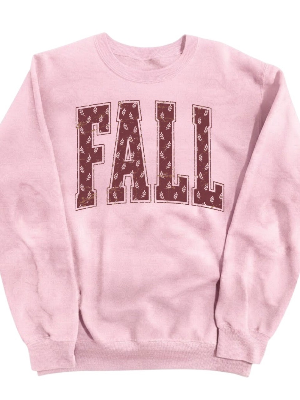 Gildan Pink Sweatshirt with Brown "FALL" Graphic, Gift For Him, For Her